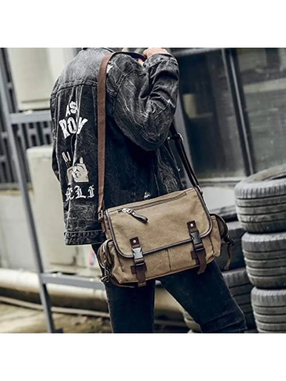 Vintage Canvas Messenger Bag for 13-17
